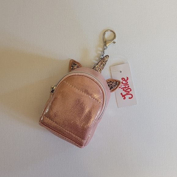 Justice Rose Gold Unicorn Backpack Keychain - Picture 3 of 5